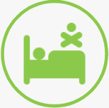 deceased person in bed circle icon green