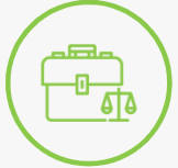 briefcase and justice circle icon green