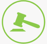 judge's gavel circle icon green
