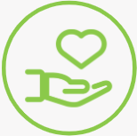 hand holding heart circle icon green