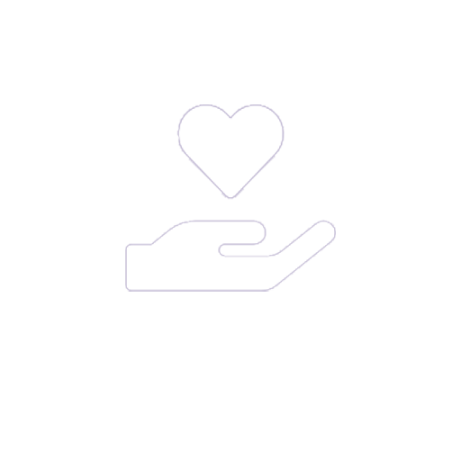 white icon hand holding heart large