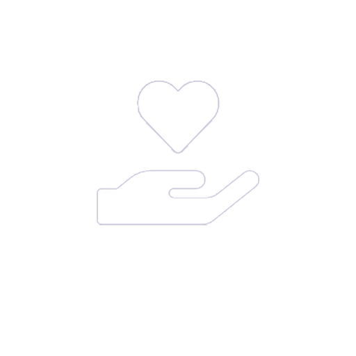 white icon hand holding heart large