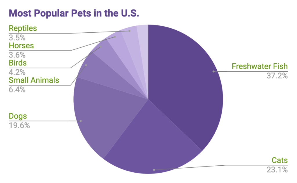 pie chart of the most popular pets in the u.s. by percentage